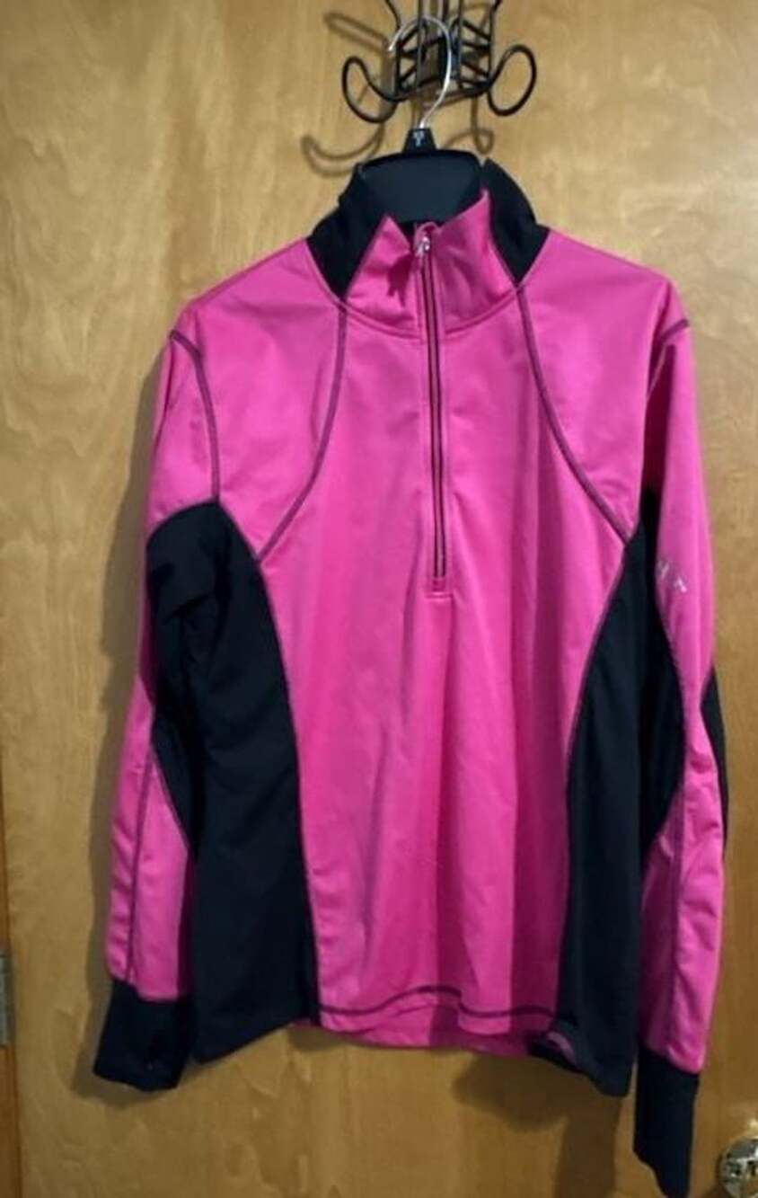 Ariat 1/4 Zip Pullover Size Large Pink Black Cold Series Activewear